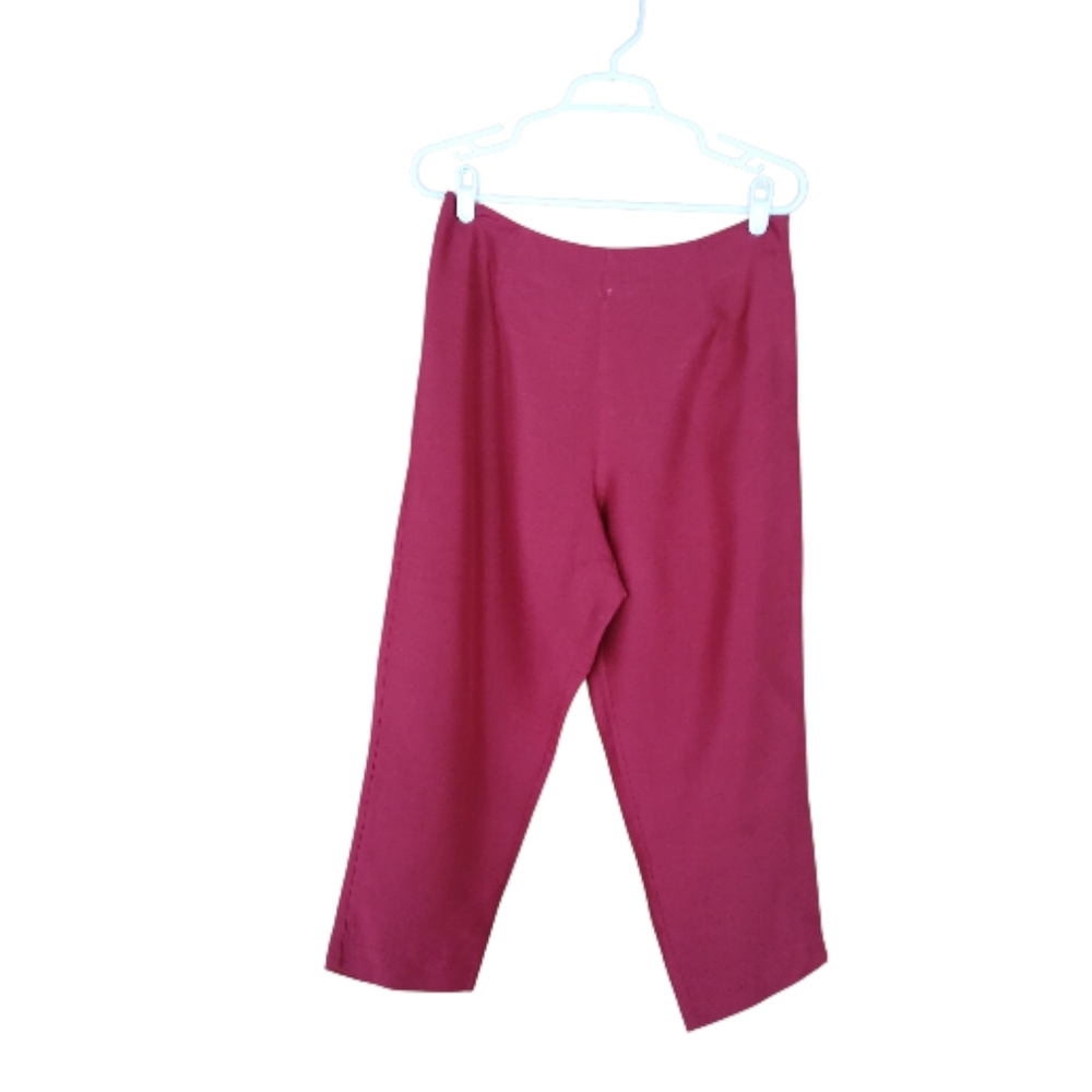 Worthington Red Washable Silk Shantung Cropped Pants 12